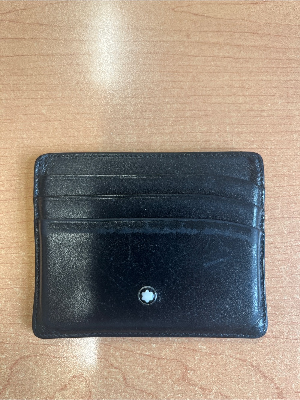 Mont Blanc Black Leather Card Sleeve with Signature White Star